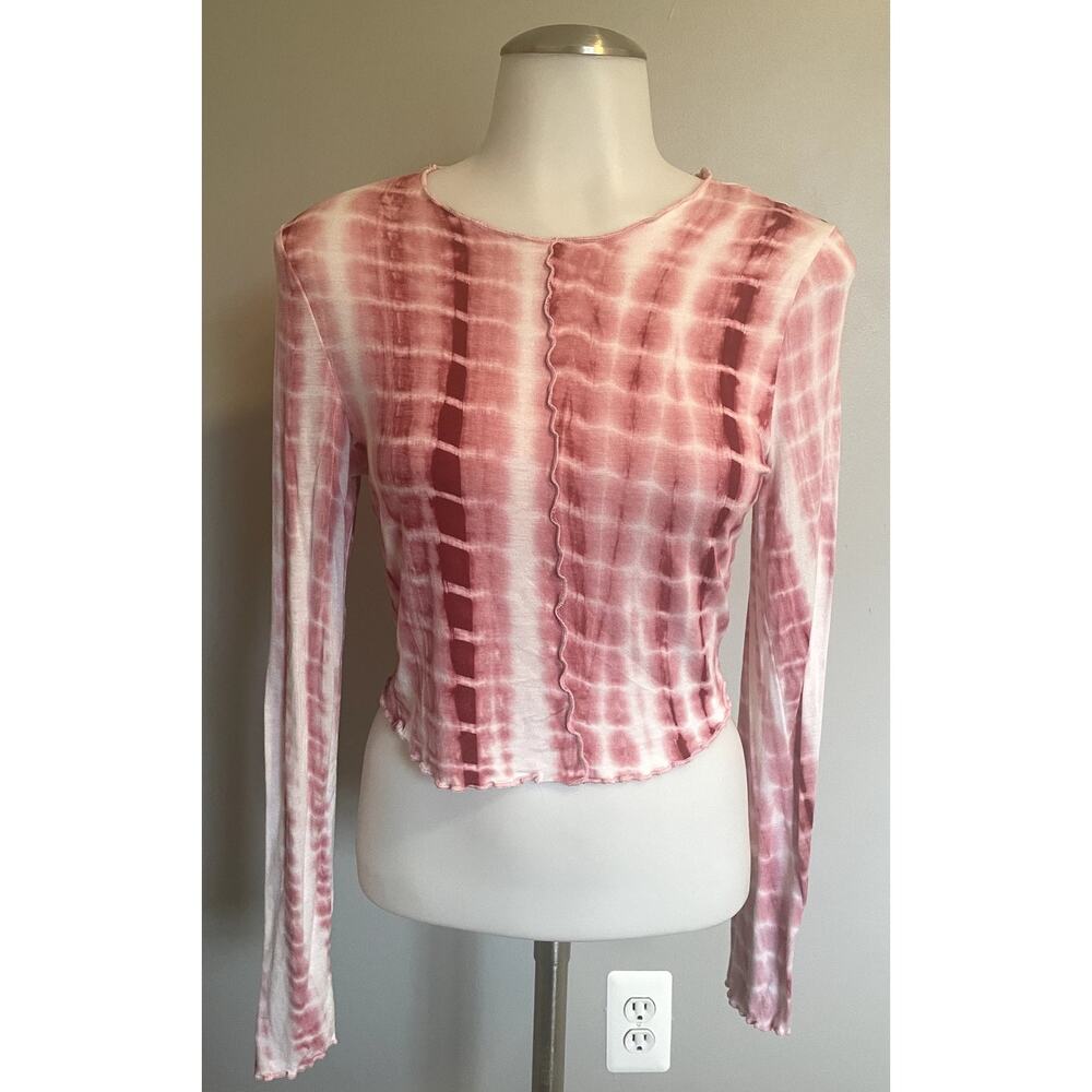 Cute pink & red tie dye - S/M long sleeved crop top